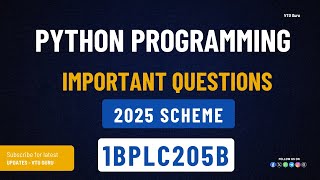 1BPLC205B Python Programming Important Questions | 1BPLC105B Important Questions | VTU Updates Exam