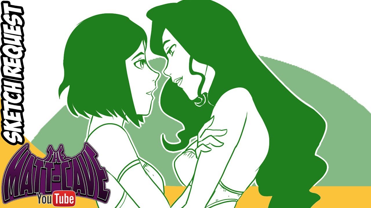 Sketch Request - Korra and Asami Genie Lamp mates