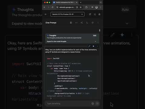 Team Gemini 2.5 Pro With OpenAI o3: Build Beautiful iOS/SwiftUI Animations #ai #coding #gemini thumbnail
