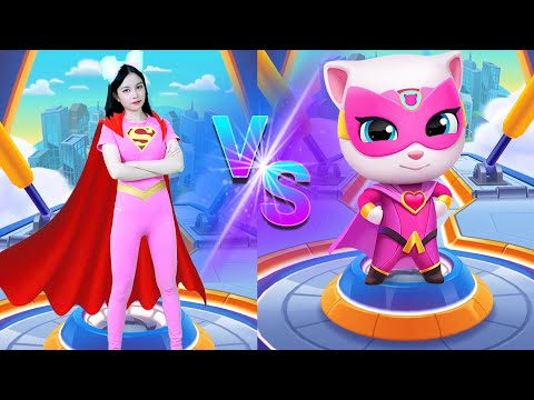 Imitate Angela Hero - Talking Tom Hero Dash In Real Life Part 5