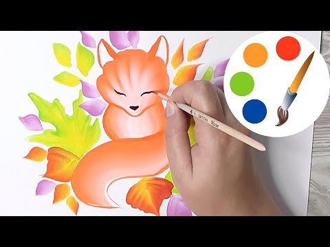 One Stroke, A simple way to paint an autumn fox, One Stroke for beginners