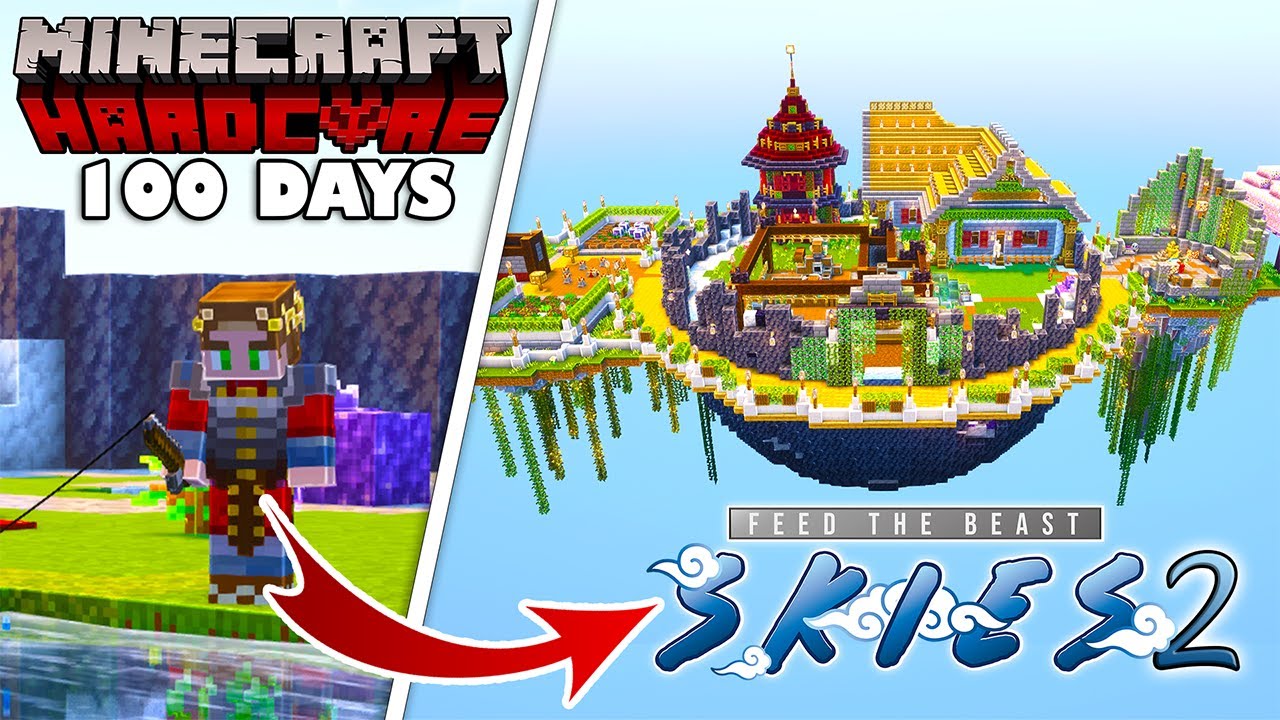 I Survived 100 Days in FTB SKIES 2 in Minecraft Hardcore!