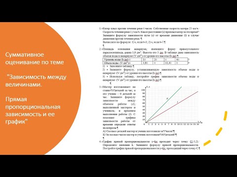 СОР 4 четверть 6 класс по теме 'Зависимость между величинами. Прямая пропорциональность'