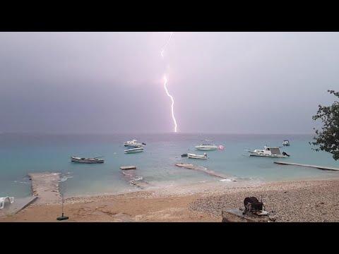 Croatia Sladenovici near Dubrownik -  Thunderstorm slow motion in  28.07.2019
