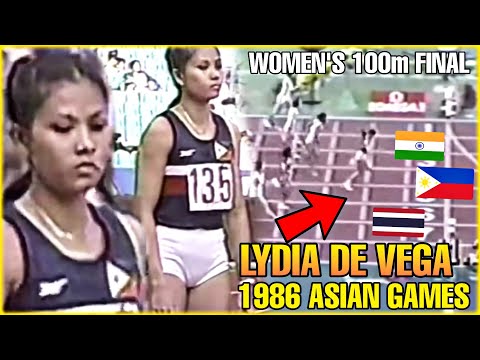 LYDIA DE VEGA 1986 ASIAN GAMES SEOUL WOMEN'S 100m FINALS | GOLD MEDAL & NATIONAL RECORD
