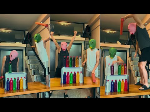 Bottle Arrangement Challenge, Try not to Laugh #challenges  #tacit