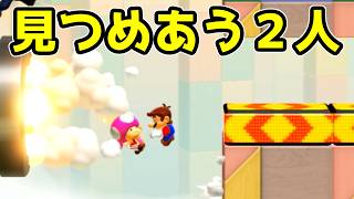 こんな状況で見つめあう二人、、、何も起きないわけがなく【スーパーマリオメーカー2】