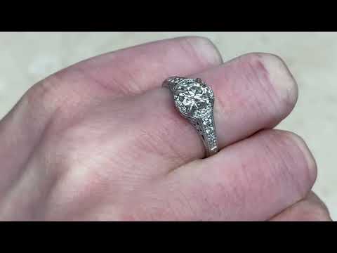 0.77ct Old European Cut Diamond Engraved Engagement Ring - Tamworth Ring - Hand Video