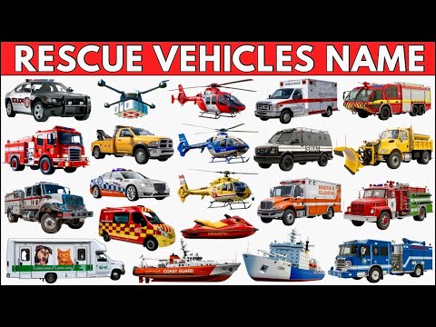 Rescue Vehicles for Kids | Learn Names of Emergency Vehicles | Police Car, Fire Truck and Ambulance