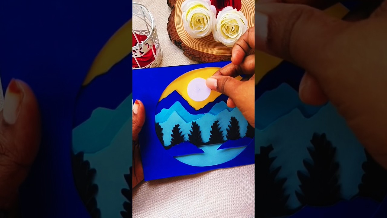 Try this easy paper art🎨,layered paper art#paperart #papercraft #shortfeed #shorts