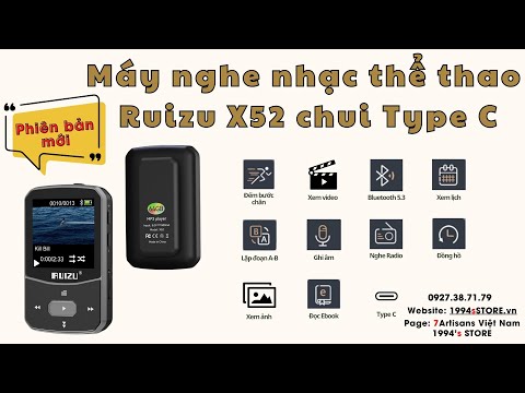 Máy Nghe Nhạc Ruizu X52 Bluetooth 5.3 Thể Thao Có Kẹp Áo 8GB - Bản Type-C