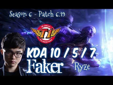 SKT T1 Faker RYZE vs SYNDRA Mid - Patch 6.19 NA Ranked | League of Legends