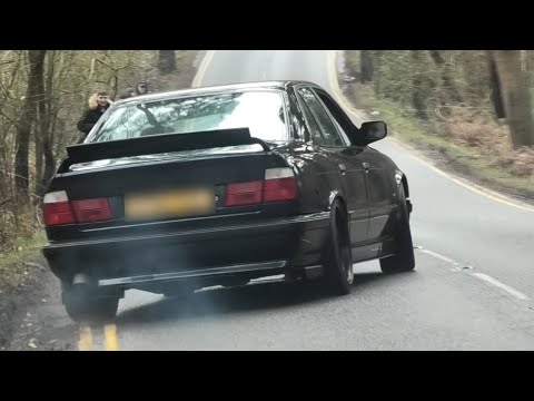 Modified Cars Leaving a Car Show  - Jap VS German at Ockham Bites - February 2020