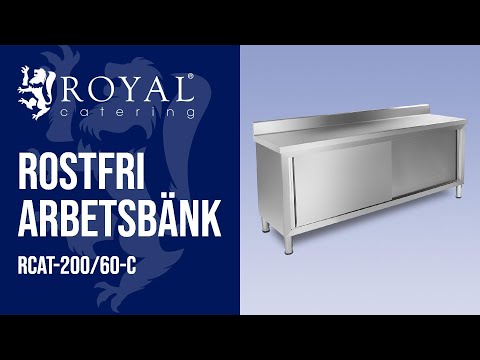 video - Rostfri arbetsbänk - 200 x 60 cm - Skyddskant - Lastkapacitet 160 kg