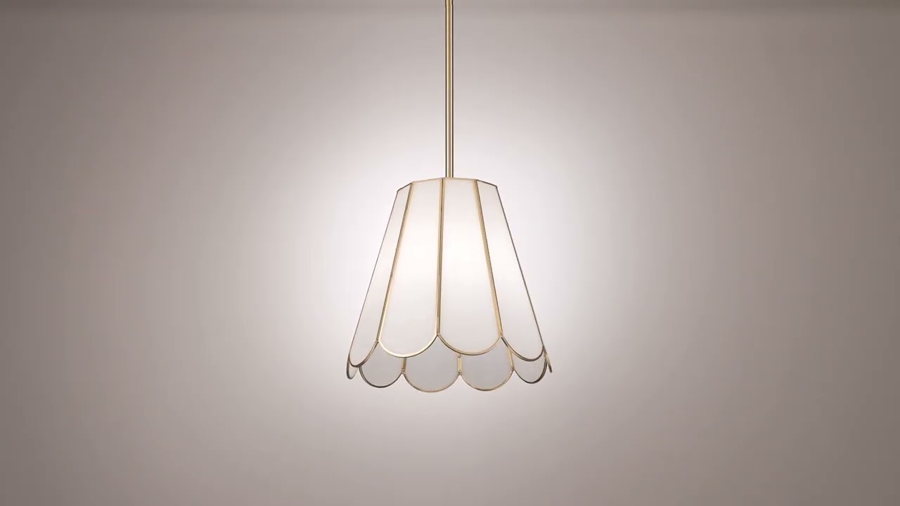 Video1 of Possini Euro Eldridge 12 1/4"W Brass and Seashell Mini Pendant Light