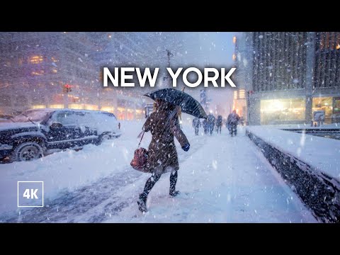 HEAVY SNOWSTORM in NEW YORK ❄️ Winter Ambiance in MANHATTAN ASMR