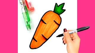 Vẽ củ cà rốt đơn giản nhất cho bé – YeuTre.Net