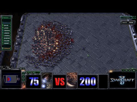 StarCraft 2: Unit Tester - 75 Marines VS 200 Zerglings!!