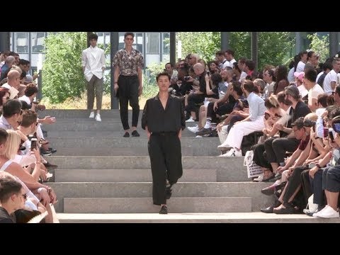 Models and designer on the runway for the Issey Miyake Men Menswear Spring Summer 2018 show