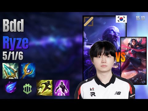 Bdd Mid Ryze vs Irelia lol KR solo rank Full Game 15.13 | 비디디 라이즈 vs 이렐리아