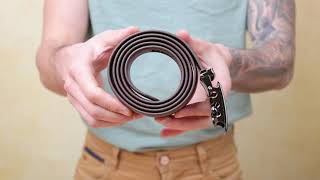 Ремінь чоловічий тонкий з пряжкою автомат і коричневою заливкою 20308 Vintage коричневий