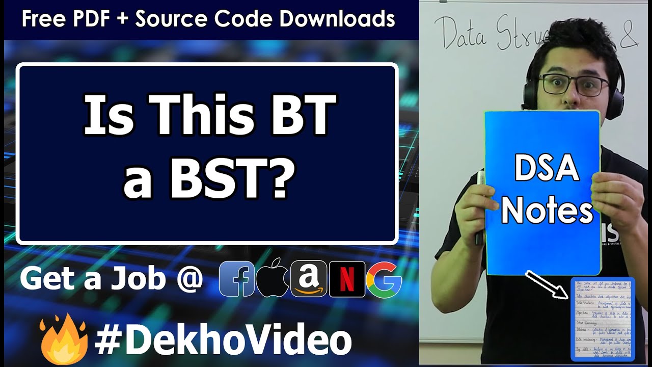 Video thumbnail for Checking if a binary tree is a binary search tree or not!