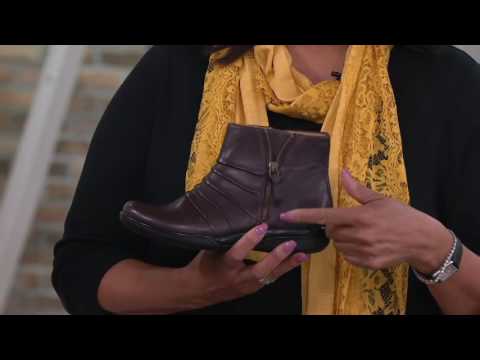 Clarks Ruched Leather Side Zipper Ankle Boots - Kearns Blush on QVC