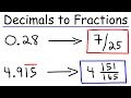 Decimals to Fractions Decimals to Fractions