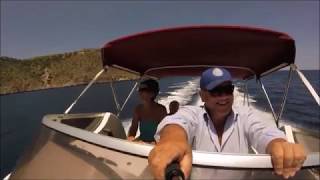 Boating fun with friends in Greece