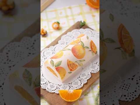 🍊Pretty hand-painted Cake Roll online courses are ready-orange pattern roll cake!🍰 #chewy#cakeroll
