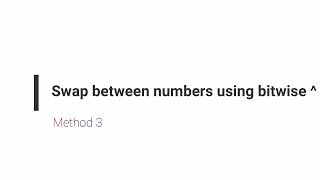 Download the video "Swap Two Numbers Using XOR in C++ |"