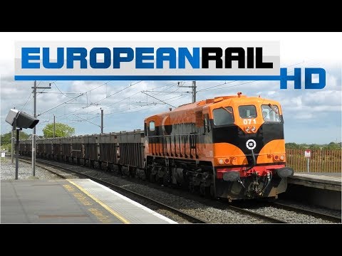 Iarnród Éireann Irish Rail 071 loco 071 + Tara Mines Ore Wagons pass Clongriffin Station