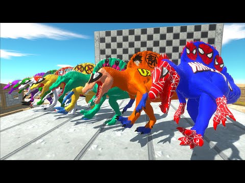 Superheroes Spinosaurus Speed Race Championship In The Old Village - Animal Revolt Battle Simulator