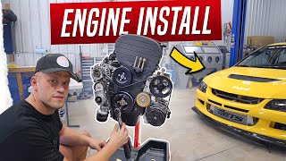 INSTALLING MY BRAND NEW ENGINE INTO THE EVO!