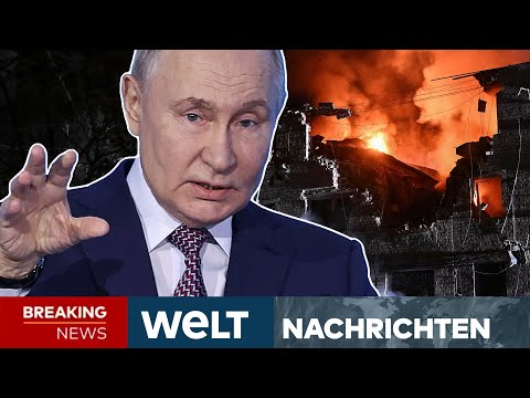 PUTINS KRIEG: Heftige Luftangriffe auf Ukraine! Russland feuert Drohnen und Raketen ab| WELT LIVE