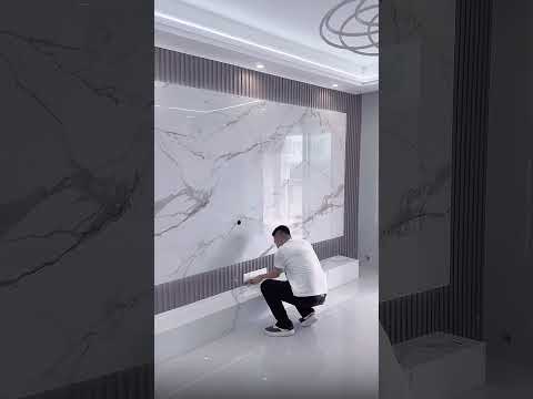 Sintered stone TV wall design #interiordesign #wallboard #walldecor #walldesign