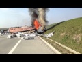 Požár nákladního automobilu D1 - po dopravní nehodě 23 ...