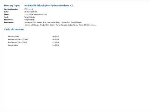 Python Dersleri 26 Mayıs Ek Oturum - MEB Akilli Teknolojiler - Öğrencilere Python Eğitimi