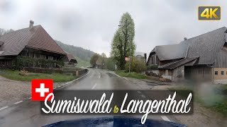 Driver’s View: Rainy Drive from Sumiswald to Langenthal, Switzerland 🇨🇭