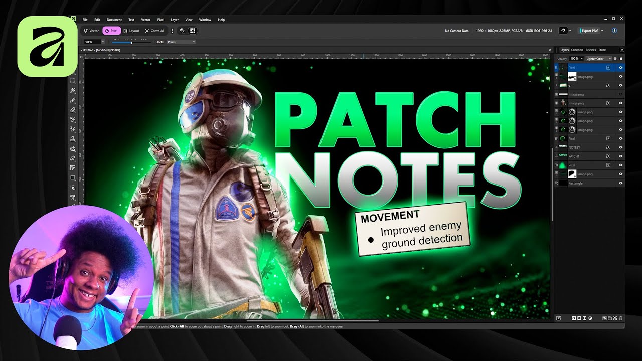 Thumbnail: How to make Gaming Thumbnails - Affinity Tutorial