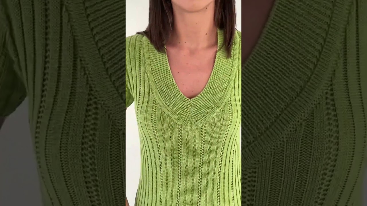 Short Sleeves Knit Jumper Light green