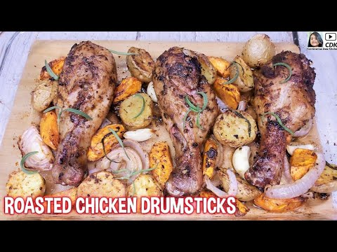 ROASTED CHICKEN DRUMSTICKS | One Pan Roast Chicken And Vegetables | Oven Baked Chicken Legs Recipe