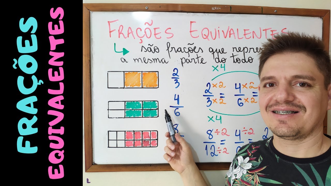 Aula 53 - 5º ano - Frações equivalentes - exercícios e exemplos