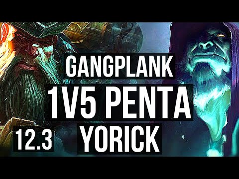 GANGPLANK vs YORICK (TOP) | 1v5 Penta, 10 solo kills, 12/1/3, Legendary | EUW Diamond | 12.3