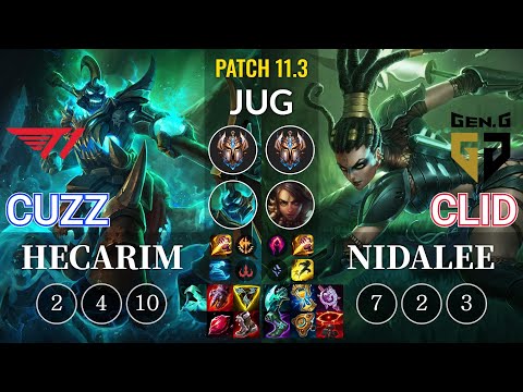 T1 Cuzz Hecarim vs GEN Clid Nidalee Jungle - KR Patch 11.3
