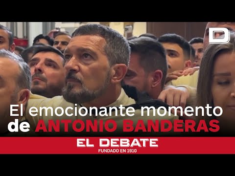 Antonio Banderas se emociona al cantar el himno de su Hermandad tras suspenderse la procesión