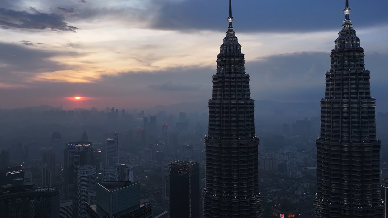 Discover the breathtaking aerial panorama of Petronas Twin Towers.