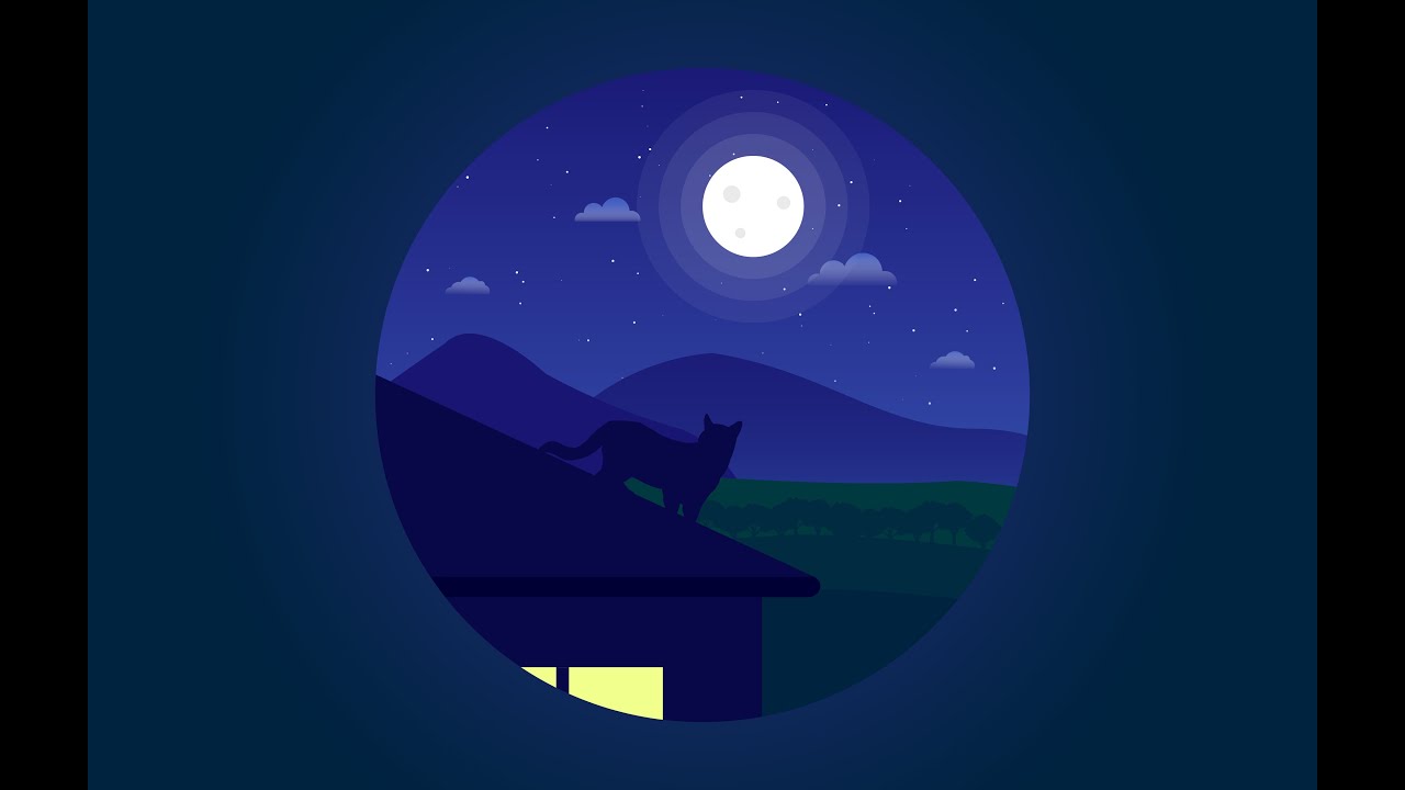 Rooftop Cat (Vector Art Timelapse)