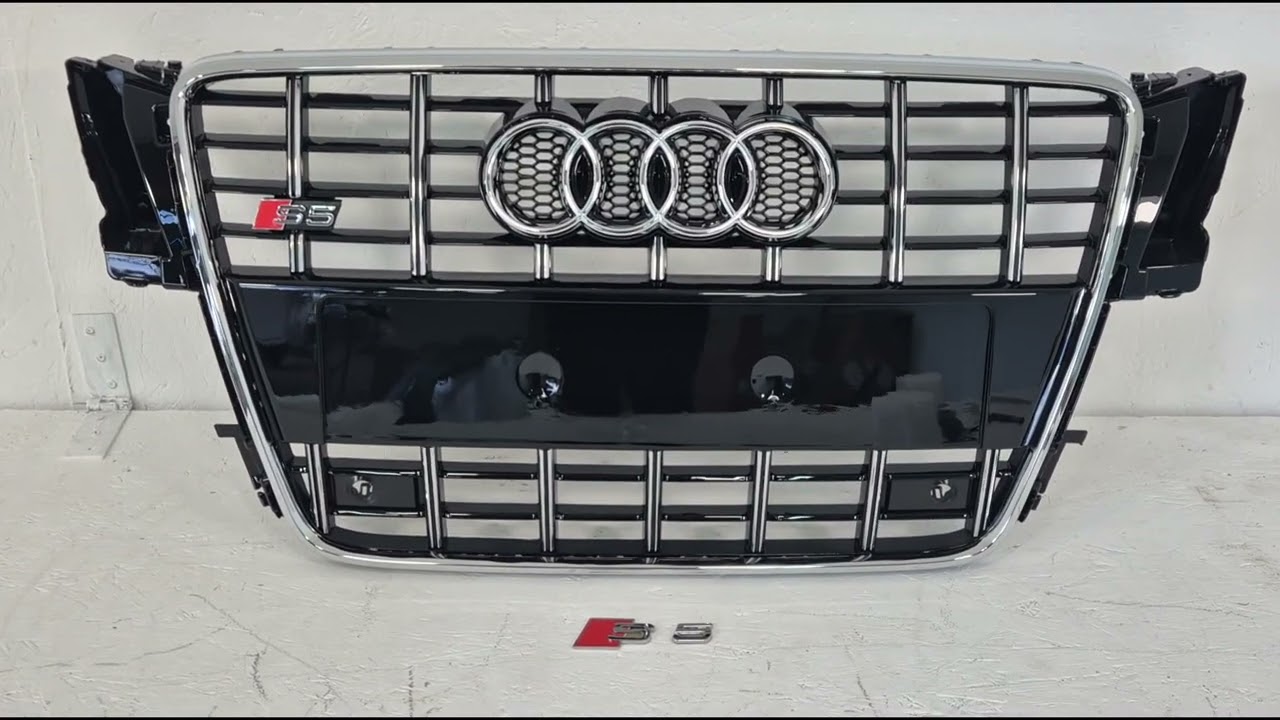 Audi A5 2007-2015 гг. Передняя решетка радиатора S-Style (2007-2011, черная с хромом) Video 1