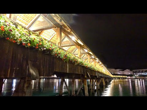 A walk over the chapel bridge in Lucerne Switzerland highlight grand tour Kapellbrücke Luzern 教堂桥